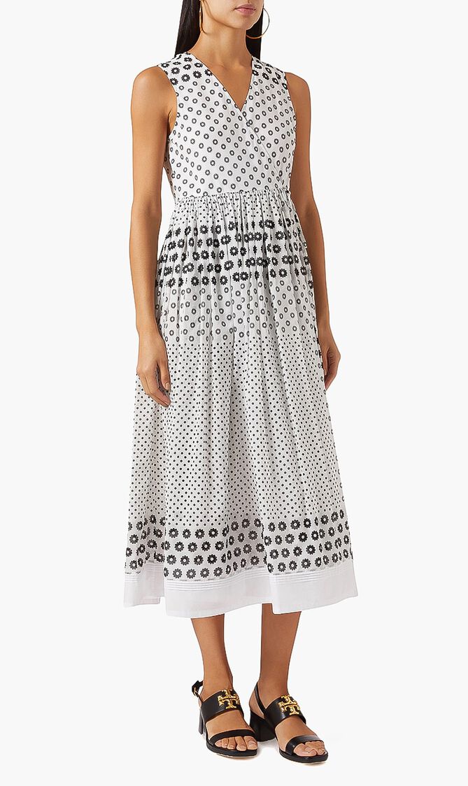 Printed Cotton Wrap Dress