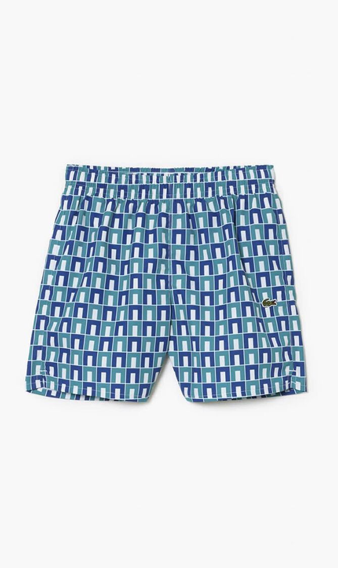 Monogram Print Swim Trunks