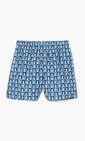 Monogram Print Swim Trunks