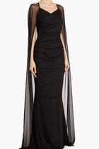 Crystal Tulle Cape Evening Gown
