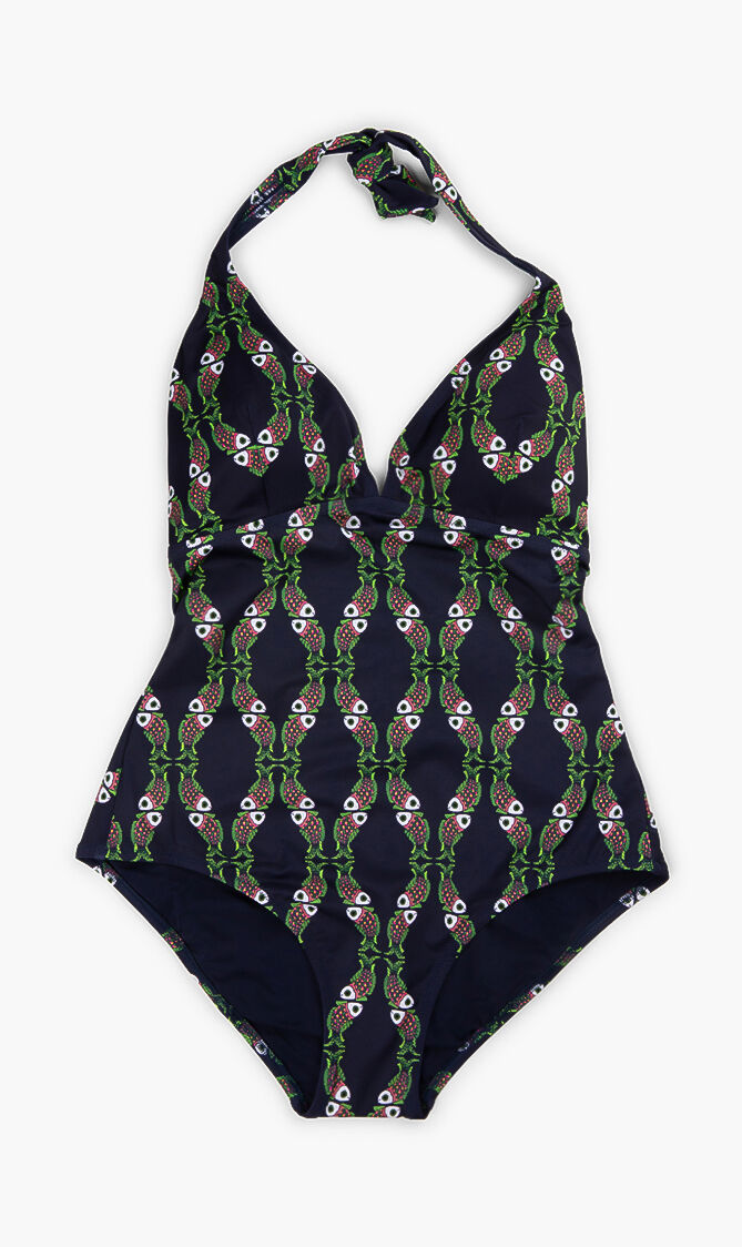 One-piece Sweet Fishes Halter Swimsuit
