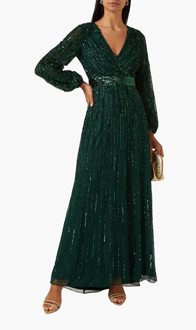 Sequinned Wrap Gown