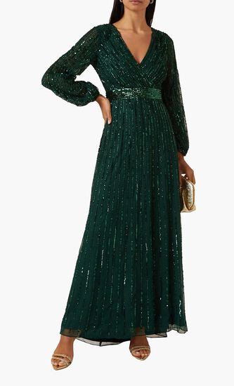 Sequinned Wrap Gown