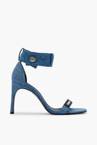 DENIM WAISTBAND STRAP LOGO SANDALS