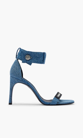 DENIM WAISTBAND STRAP LOGO SANDALS