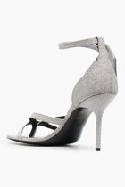 Glitter Calf Zip Tie Sandal Silver Silve