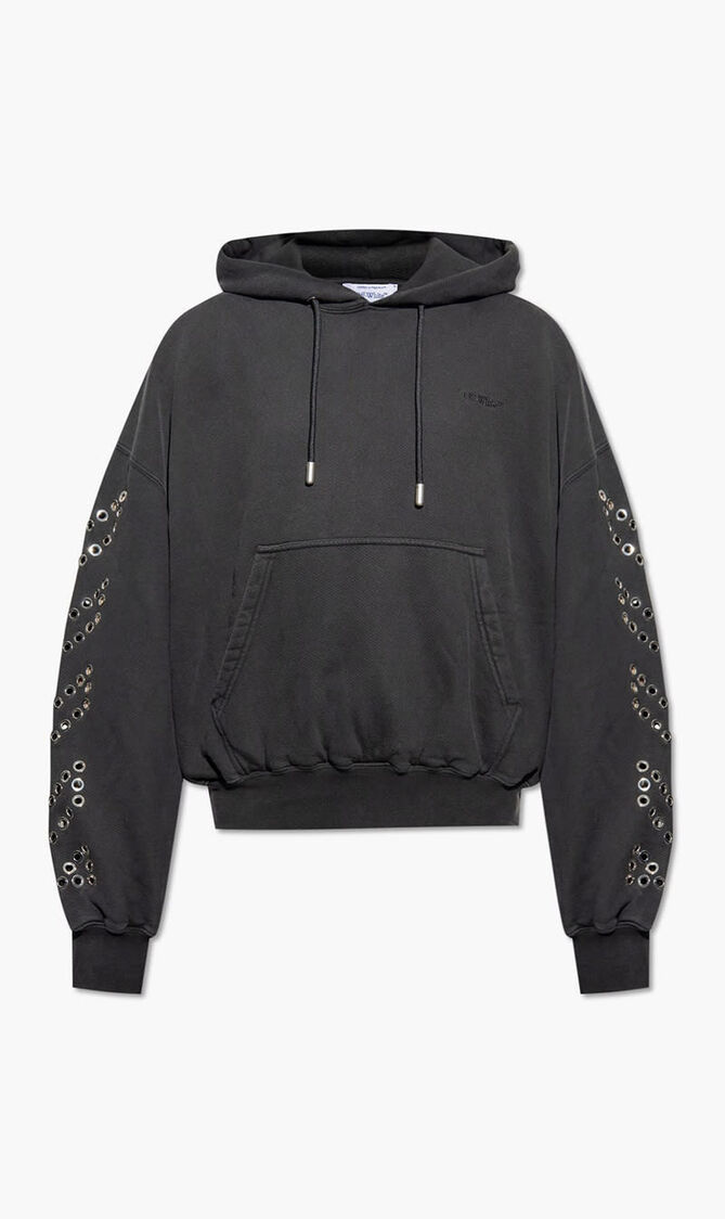 EYELET DIAGS OVER HOODIE BLACK NO COLOR