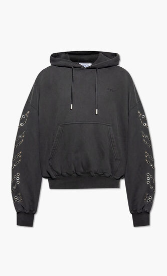 EYELET DIAGS OVER HOODIE BLACK NO COLOR