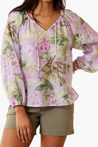 Agua Amara Orchid Dreams Long-Sleeve Peasant Top