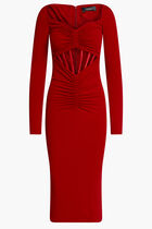 DRESS GIGI MIDI LS CORSET JERSEY SOLID