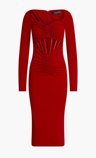 DRESS GIGI MIDI LS CORSET JERSEY SOLID