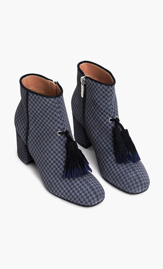 Nubuck Houndstooth Ankle Boots