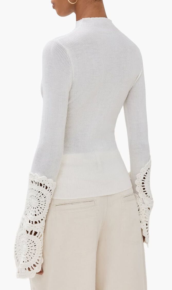 Mosaic Crochet Detail Knit Top