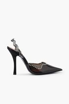 Pvc Sling-Back High Heel+Crystal