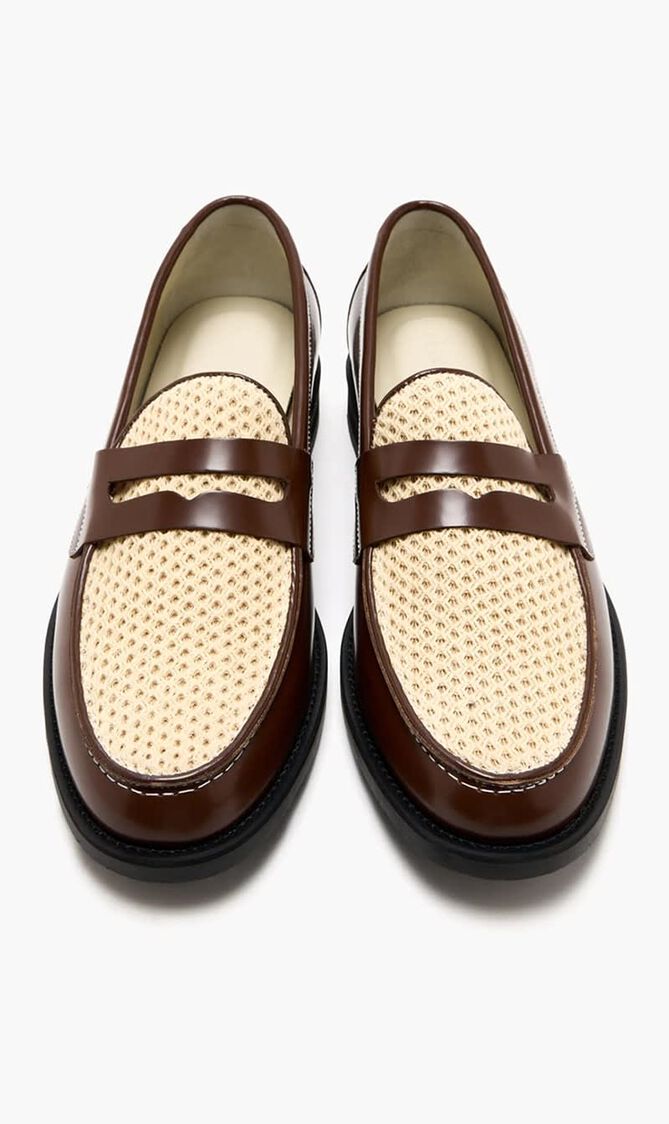 WILDE CHESTNUT WHITE RATTAN PENNY LOAFER MEN S