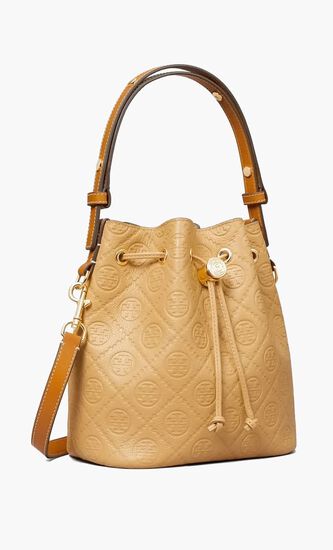T MONOGRAM PEBBLE BUCKET BAG