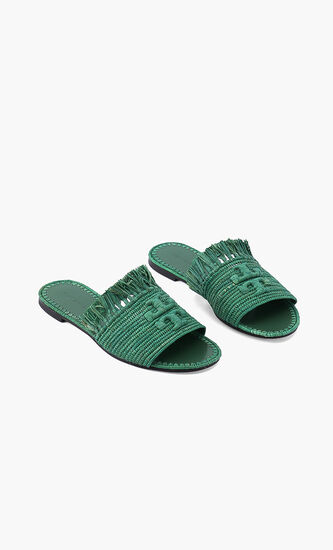 Eleanor Raffia Woven Slides