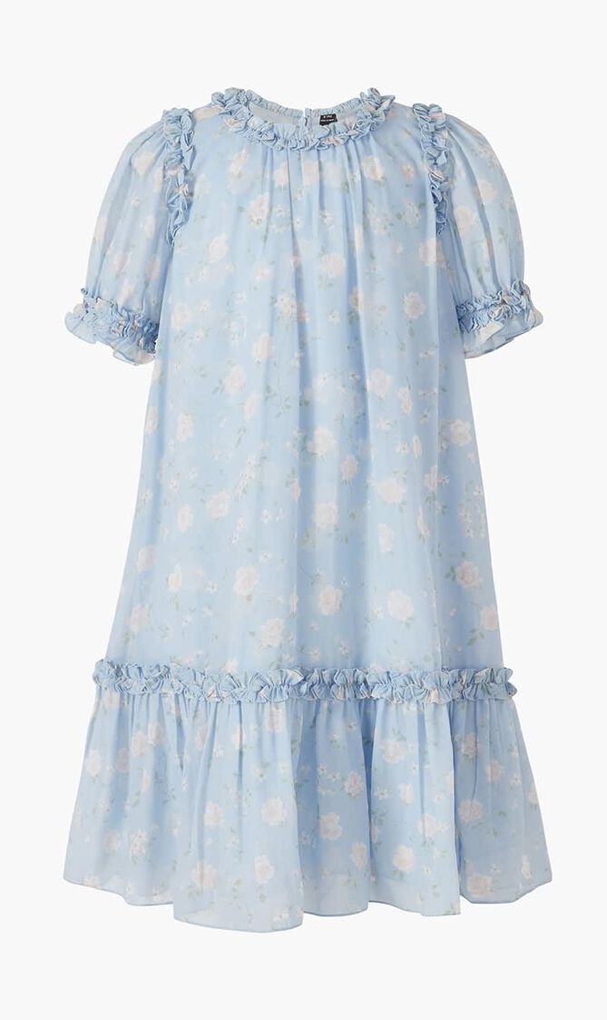 ROSE DITSY CHIFFON SHORT SLEEVE KIDS DRESS