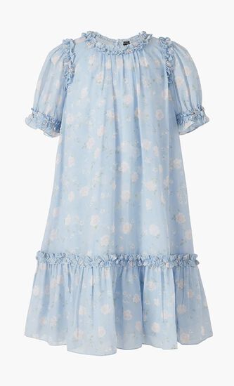 ROSE DITSY CHIFFON SHORT SLEEVE KIDS DRESS