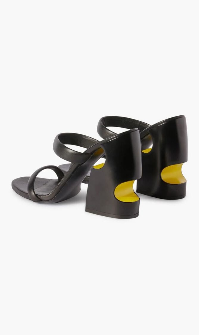 POP BULKY NAPPA MULE BLACK YELLOW