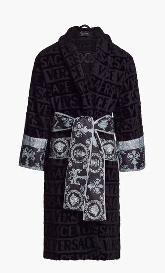 CRYSTAL I LOVE BAROQUE GROOM BATHROBE BLACK