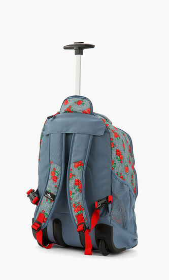 Denim Rose Wheeled Backpack