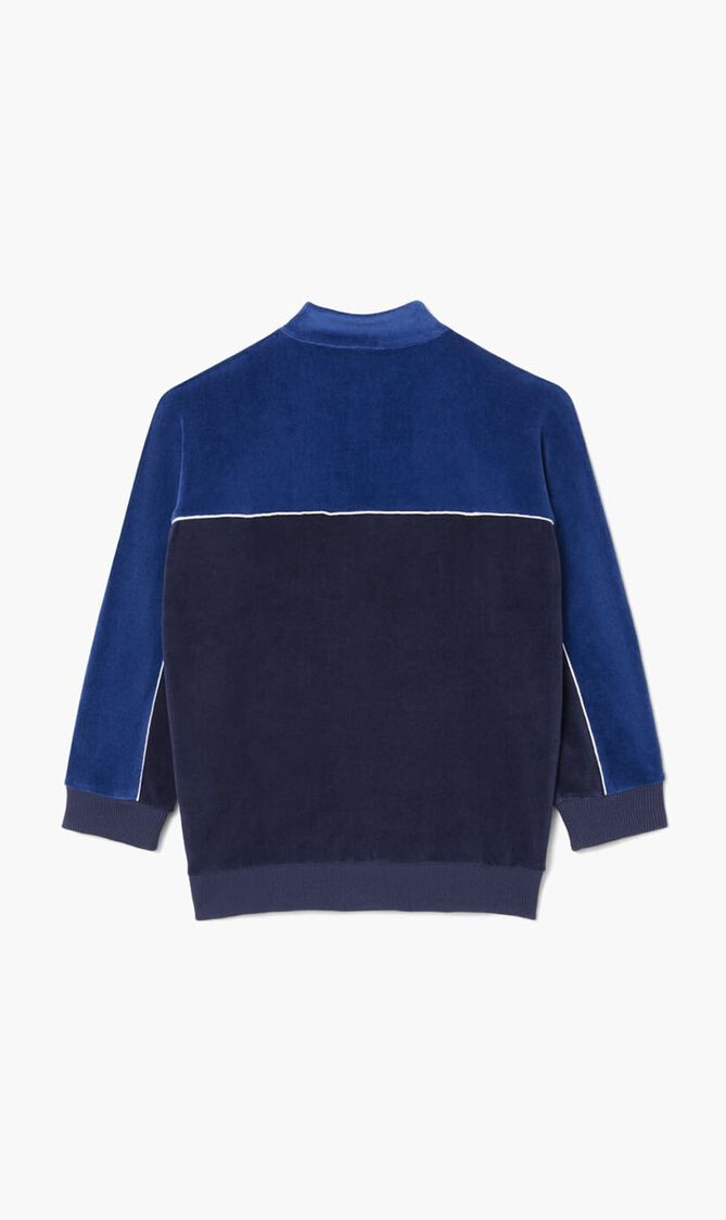 Zipped Velvet Color Block Sweatshirt