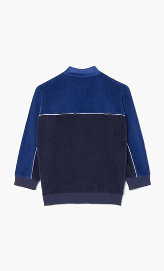 Zipped Velvet Color Block Sweatshirt