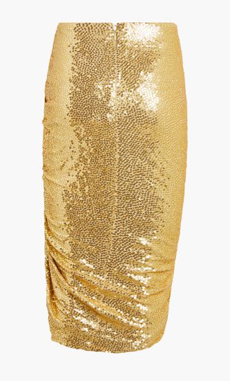 Hand-Embroidered Sequin Stretch Jersey Pareo Skirt