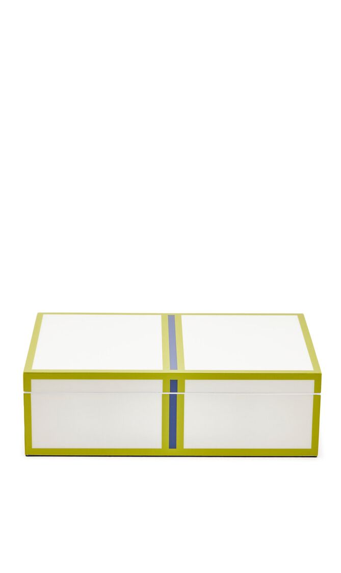 JNR LACQUER ZIP BOX - MEDIUM - GREENWHITE JNR LACQUER ZIP BOX - MEDIUM - GREENWHITE