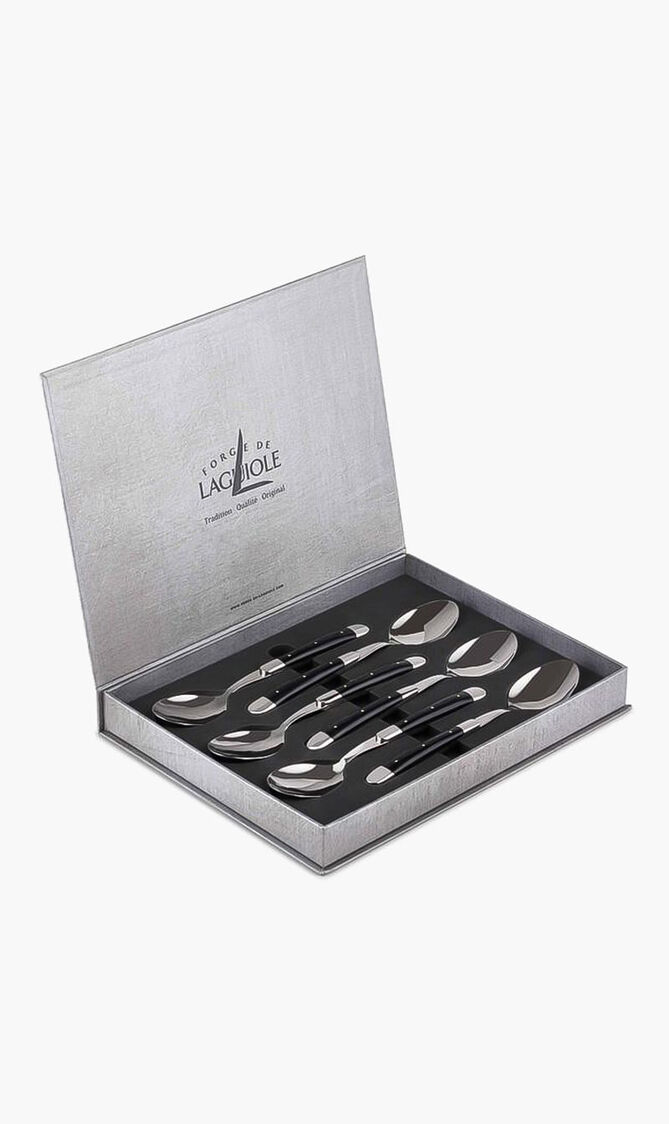 طقم من ملاعق الحساء بمقابض سوداء - 6 ملاعق طقم من ملاعق الحساء بمقابض سوداء - 6 ملاعق