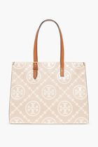 T Monogram Contrast Tote Bag