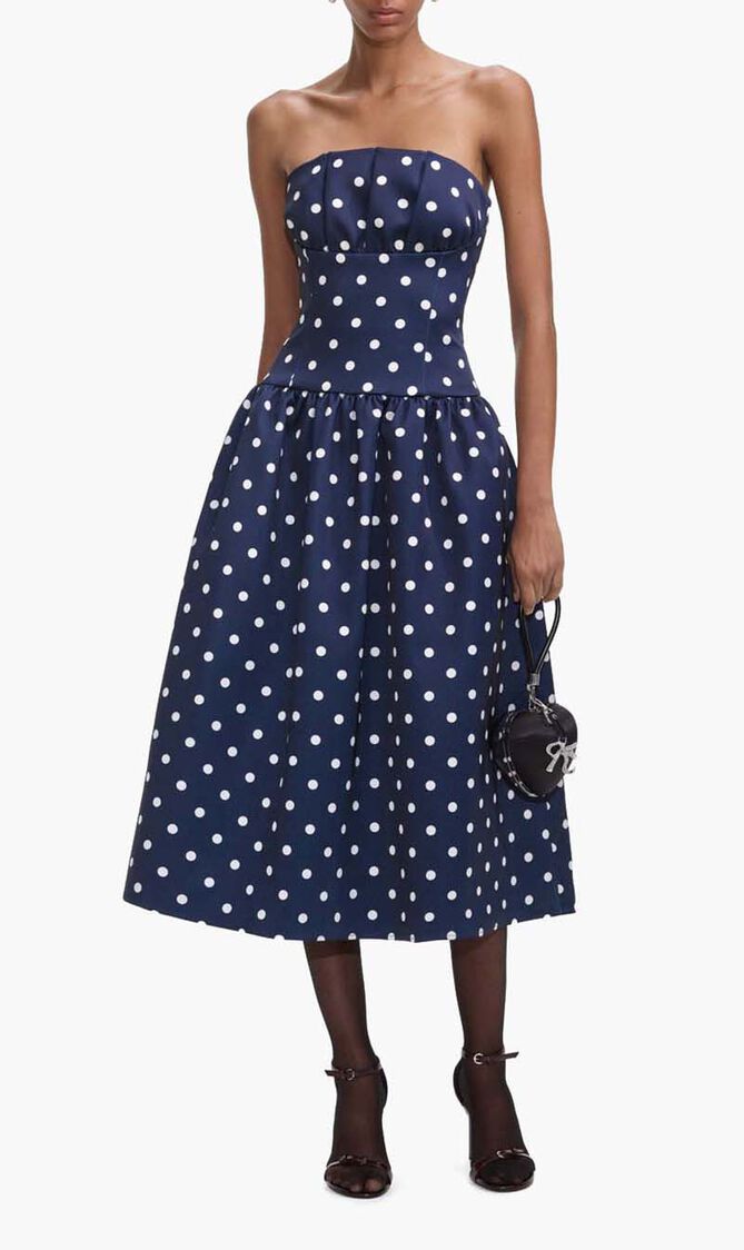 Polka Dot Satin Midi Dress