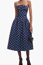Polka Dot Satin Midi Dress