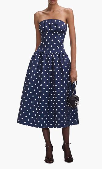 Polka Dot Satin Midi Dress
