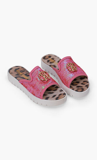 Sequined Leather Mules