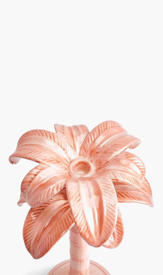 LMS PALM CANDLESTICK HOLDER - PINK - LARGE