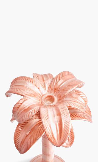 LMS PALM CANDLESTICK HOLDER - PINK - LARGE