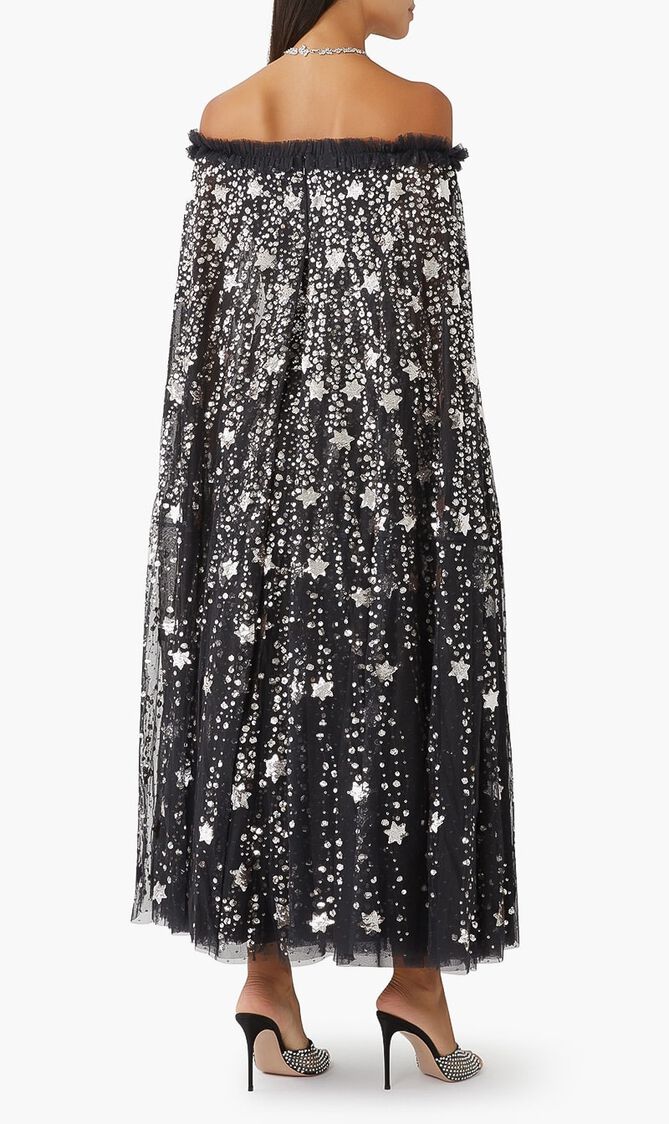 SHOOTING STARS CAPE ANKLE GOWN