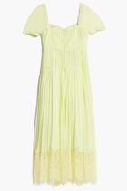 YELLOW CHIFFON LACE DETAIL MIDI DRESS