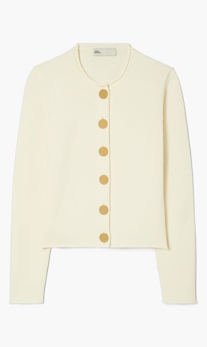 LOGO BUTTON WOOL CARDIGAN