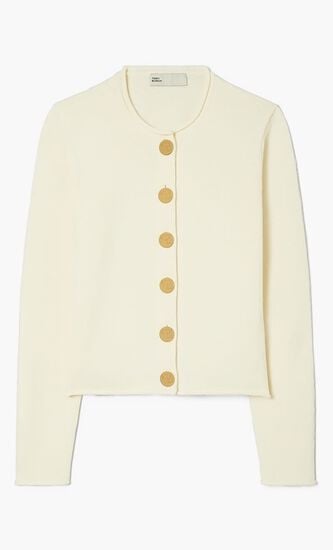 LOGO BUTTON WOOL CARDIGAN