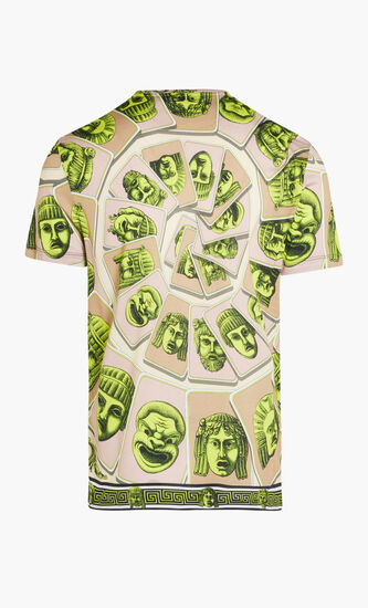 T-SHIRT ORGANIC COTTON JERSEY FABRIC WITH MASKS FOULARD PRINT