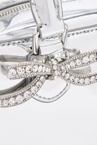 METALLIC SILVER LEATHER MINI TOTE BAG