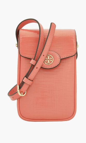 Embossed Leather Robinson Phone Crossbody Bag