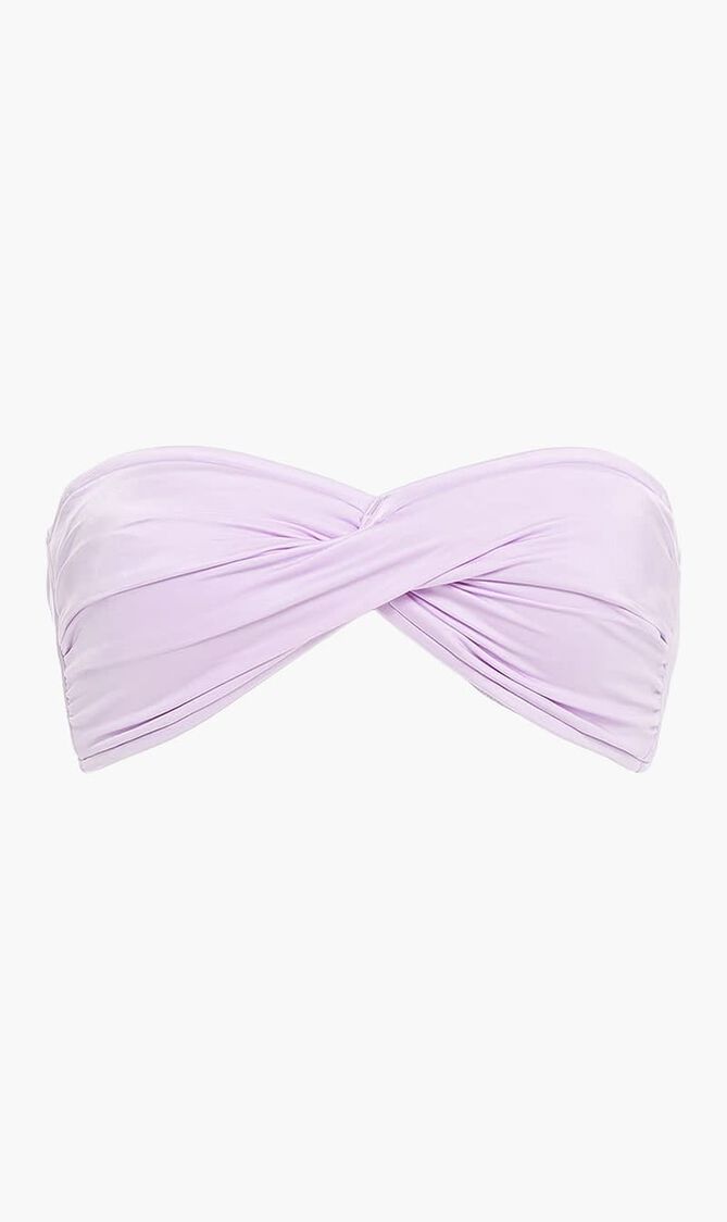 Shine On twist-front bandeau bikini top