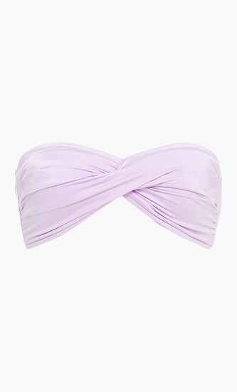 Shine On twist-front bandeau bikini top