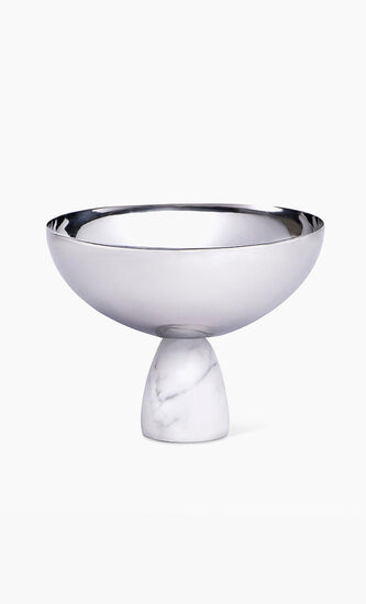 Coluna Carrara Marble And Silver Nut Bowl