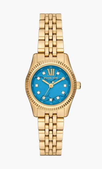 Quartz Gold Stainless Steel Turquoise Dial Watch