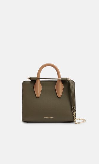 NANO TOTE TRI LEATHER KHAKI/CARAMEL/DIAMOND